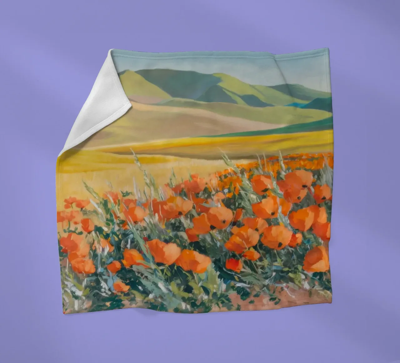 Patchwork di papaveri arancioni coperta in pile da Angkasa Mist