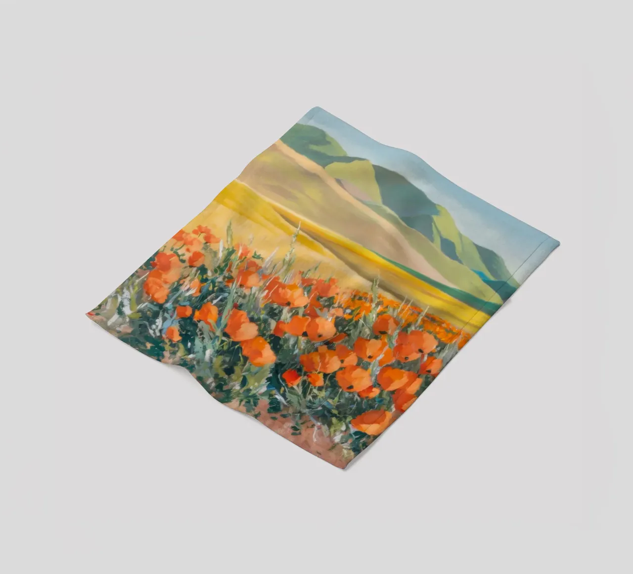 Patchwork di papaveri arancioni coperta in pile da Angkasa Mist