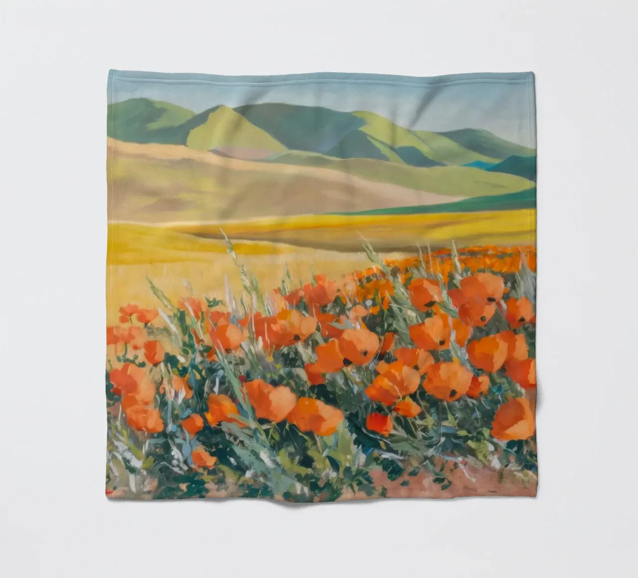 Patchwork di papaveri arancioni coperta in pile da Angkasa Mist