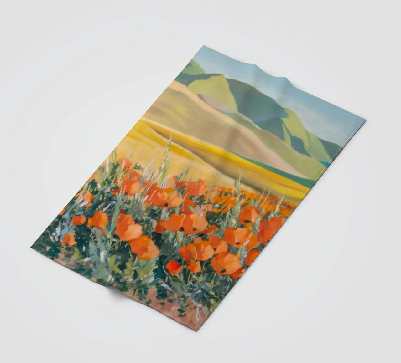 Patchwork di papaveri arancioni coperta in pile da Angkasa Mist