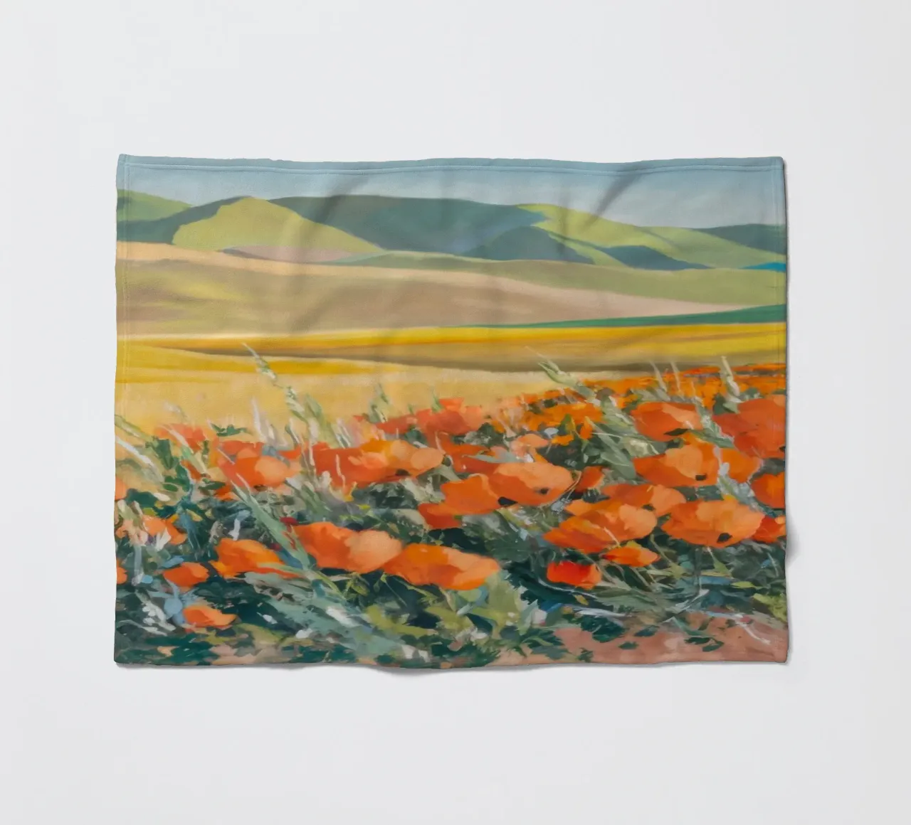 Patchwork di papaveri arancioni coperta in pile da Angkasa Mist
