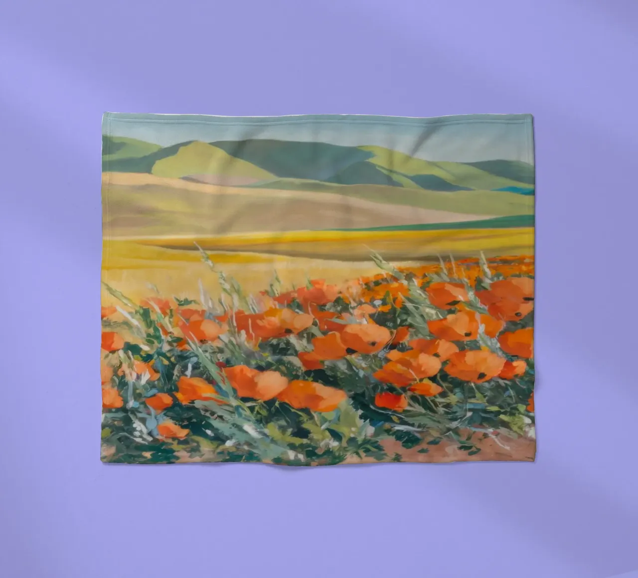 Patchwork di papaveri arancioni coperta in pile da Angkasa Mist