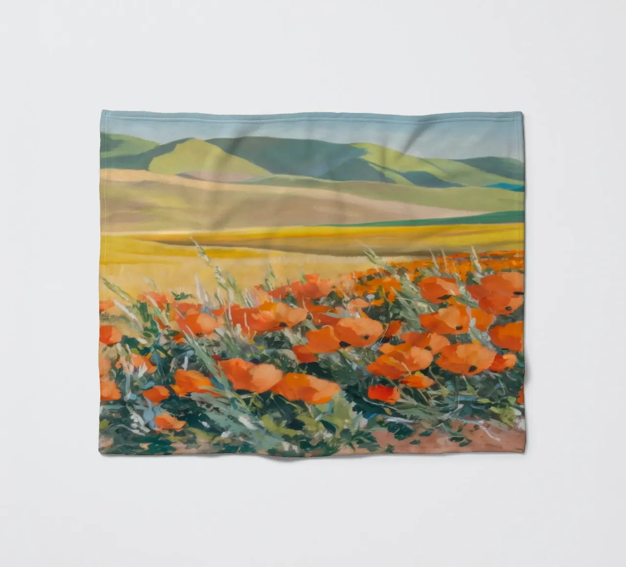 Patchwork di papaveri arancioni coperta in pile da Angkasa Mist