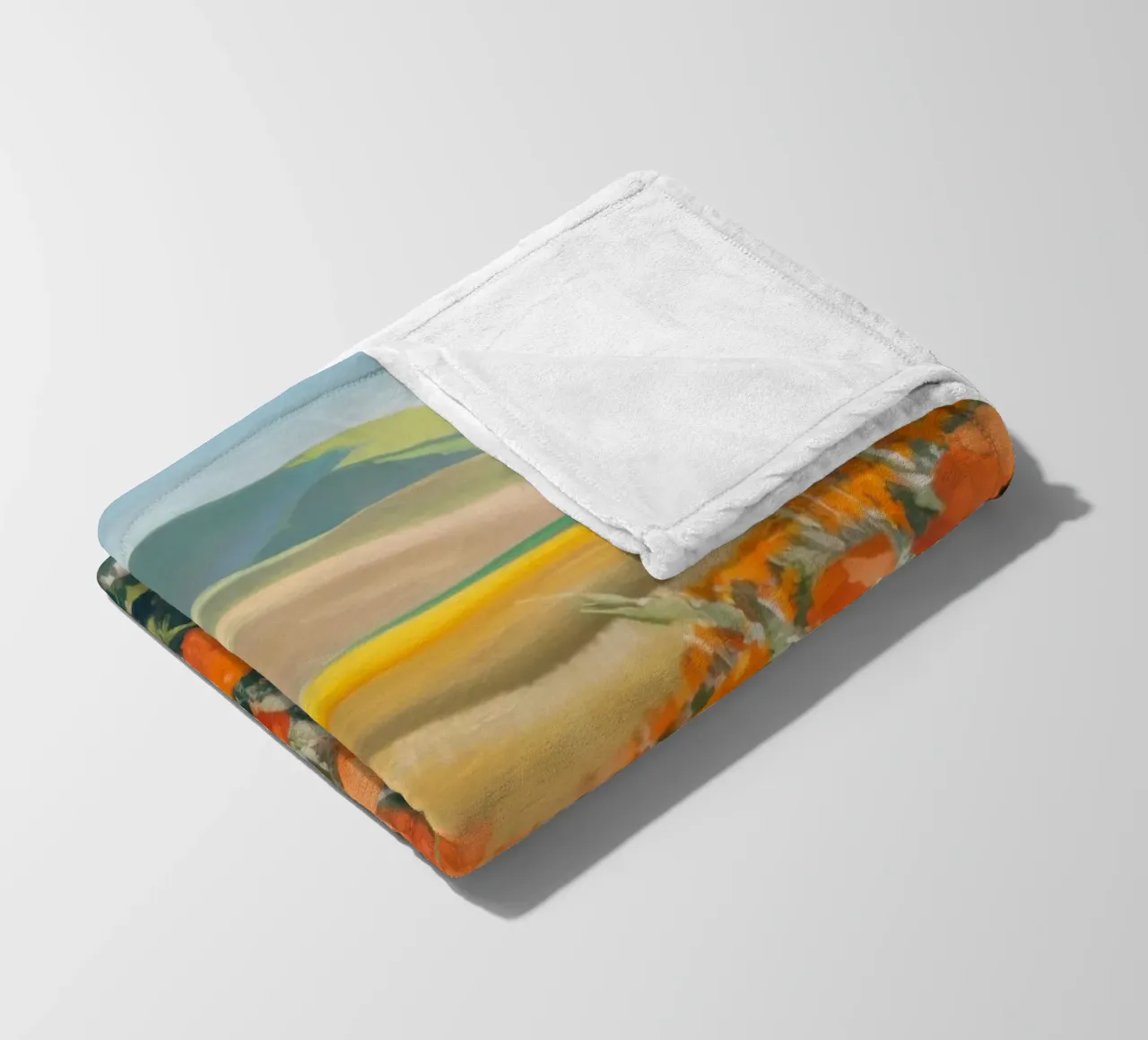 Patchwork di papaveri arancioni coperta in pile da Angkasa Mist