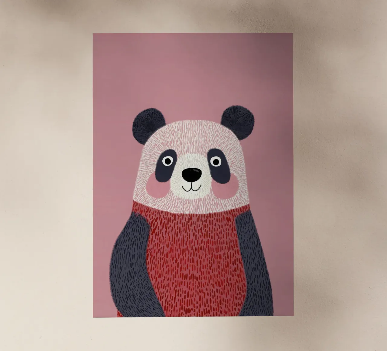 Illustrazione di un panda carino con maglione rosso pellicola backlit da Atelier Ballon