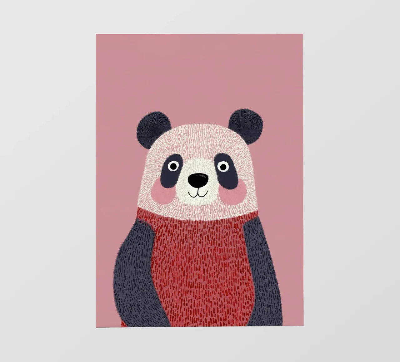 Illustrazione di un panda carino con maglione rosso pellicola backlit da Atelier Ballon