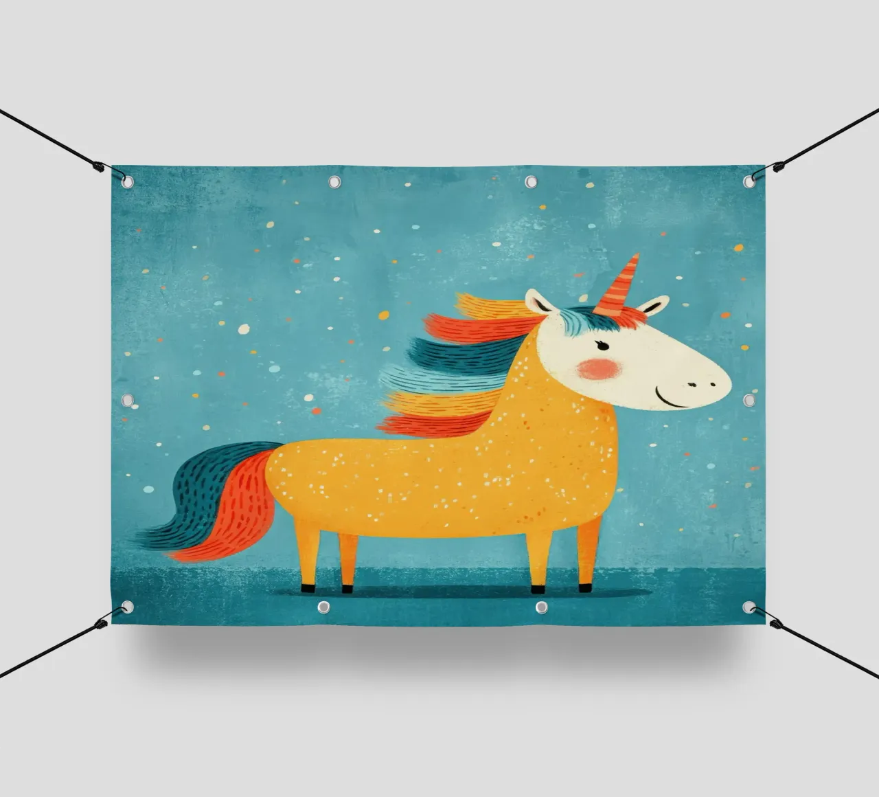 Douce licorne jaune Illustration bâche pvc de Atelier Ballon