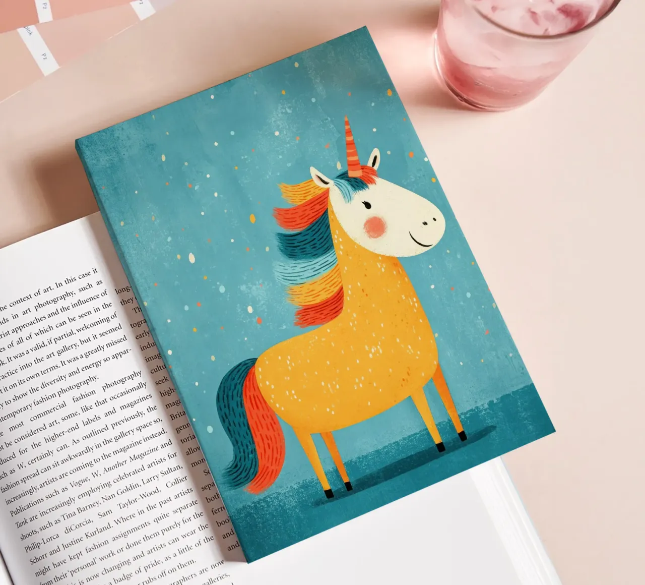 Douce licorne jaune Illustration carnet de notes de Atelier Ballon