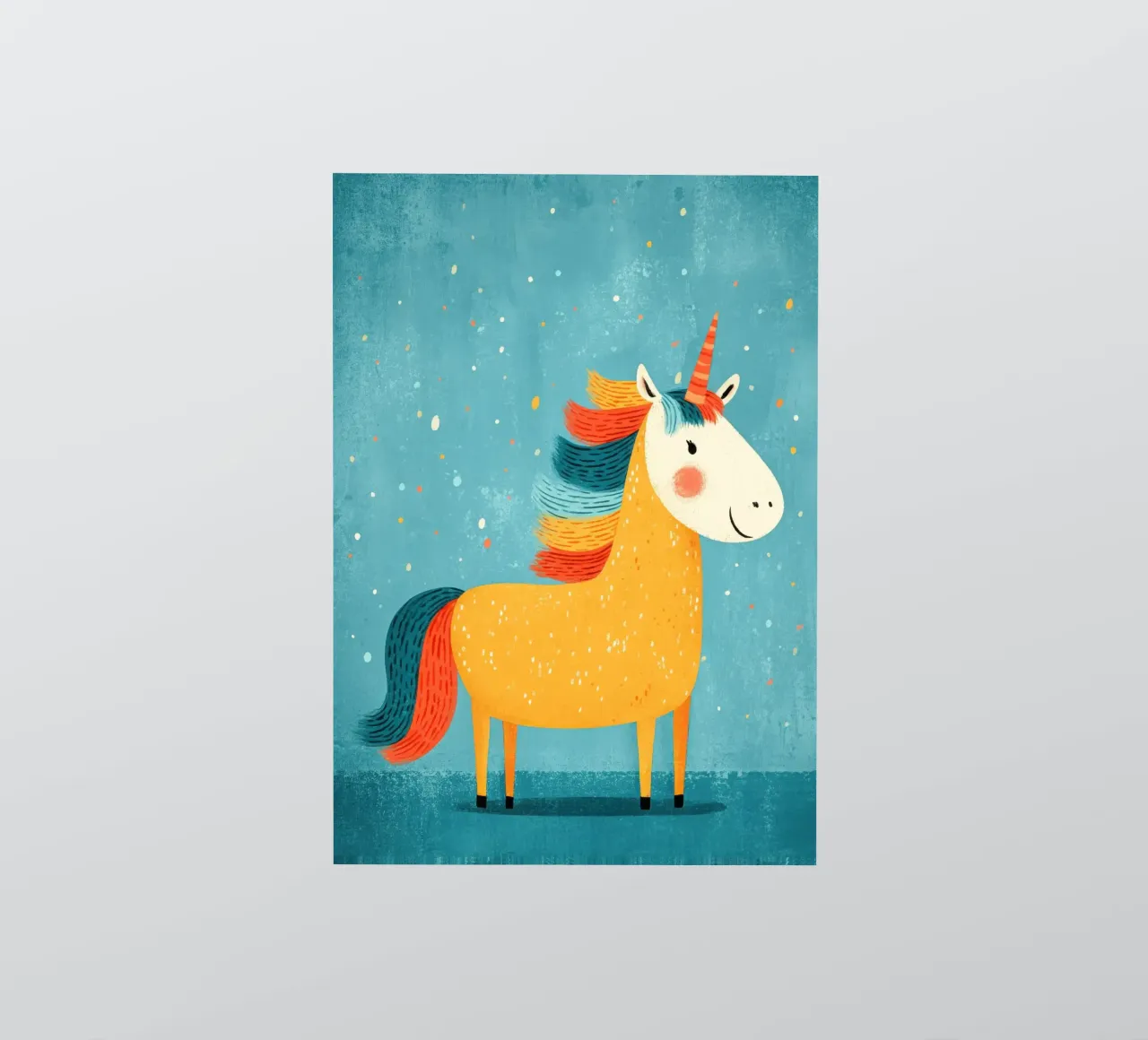 Douce licorne jaune Illustration autocollant de Atelier Ballon