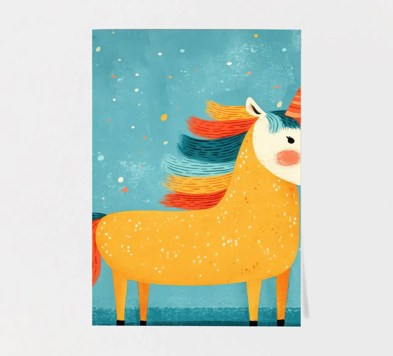 Douce licorne jaune Illustration planche autocollant de Atelier Ballon