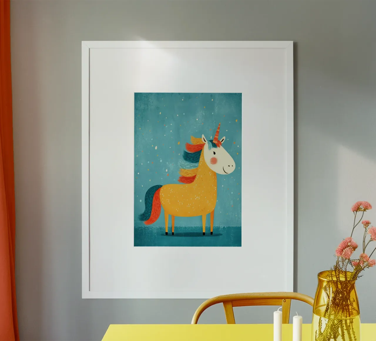 Douce licorne jaune Illustration hahnemühle de Atelier Ballon