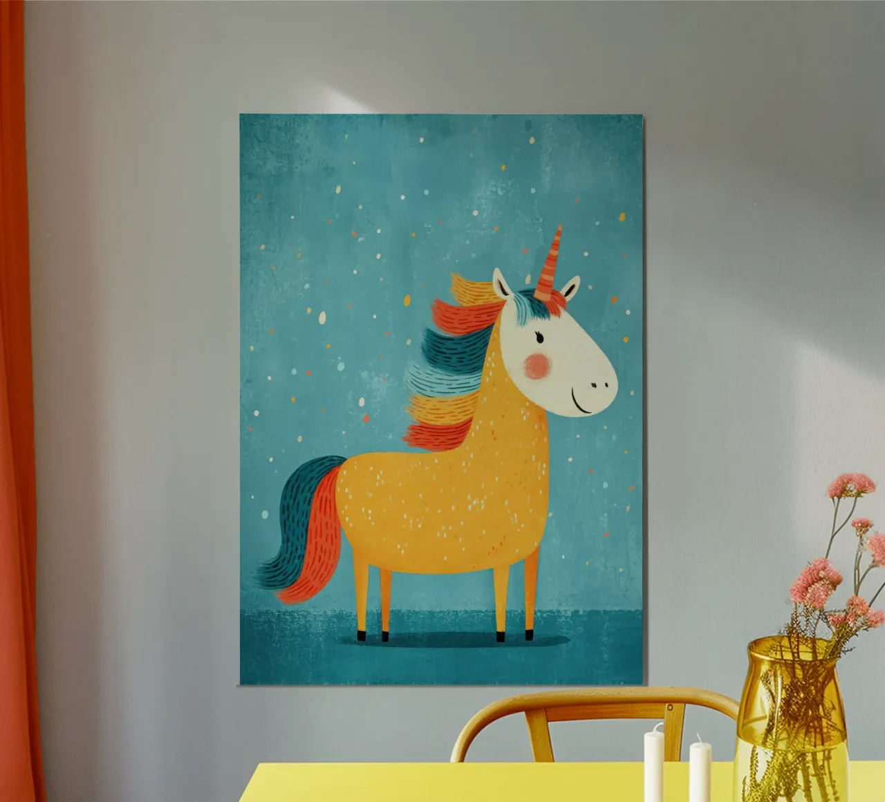 Douce licorne jaune Illustration hahnemühle de Atelier Ballon