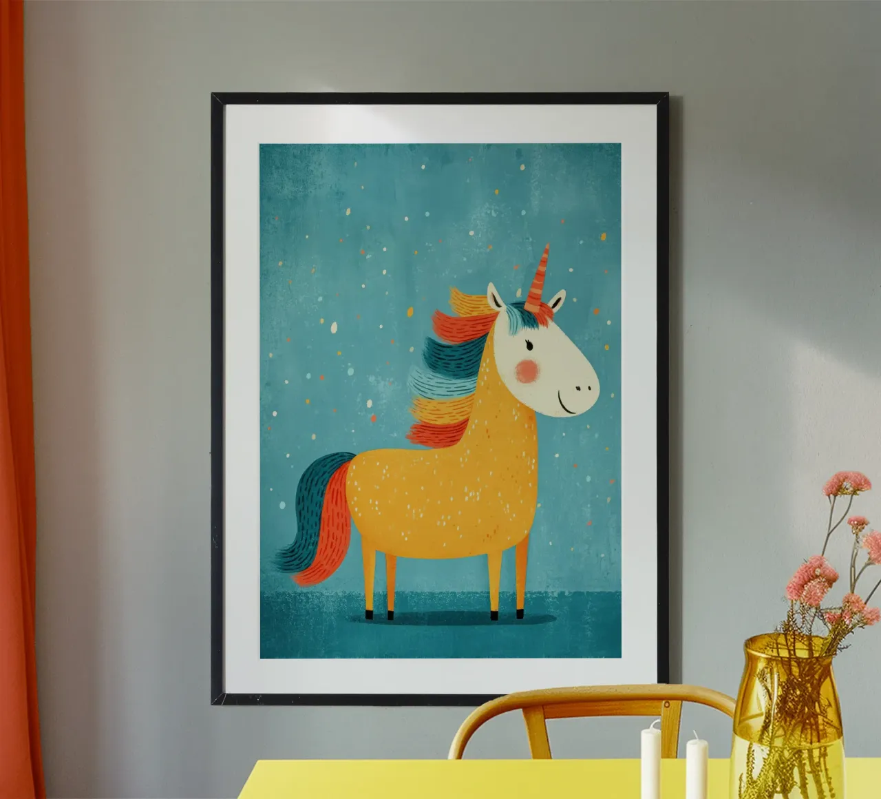 Douce licorne jaune Illustration hahnemühle de Atelier Ballon