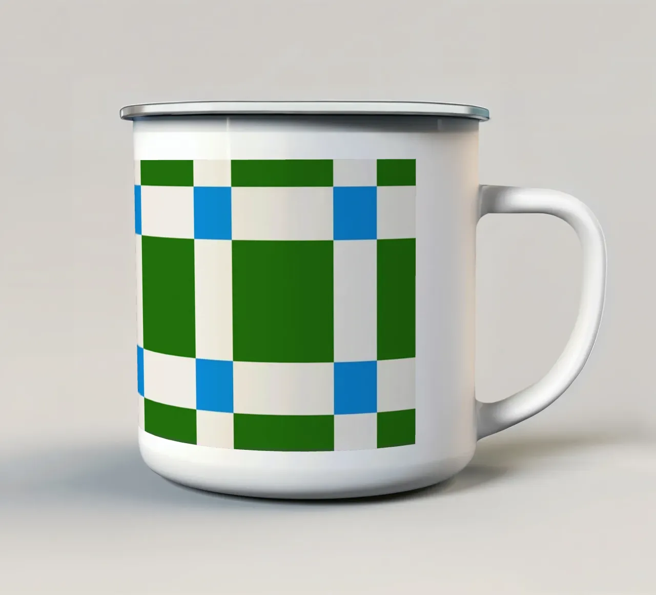 Mid Century Checks Green Blue tazza in smalto da TijanaArtStudio88
