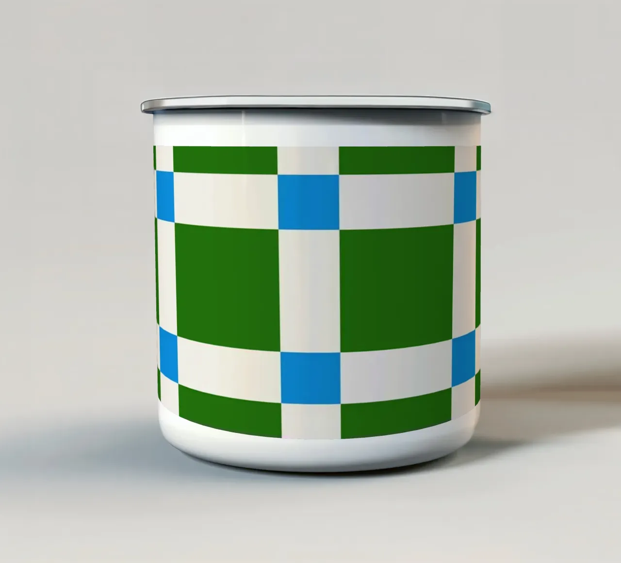 Mid Century Checks Green Blue tazza in smalto da TijanaArtStudio88