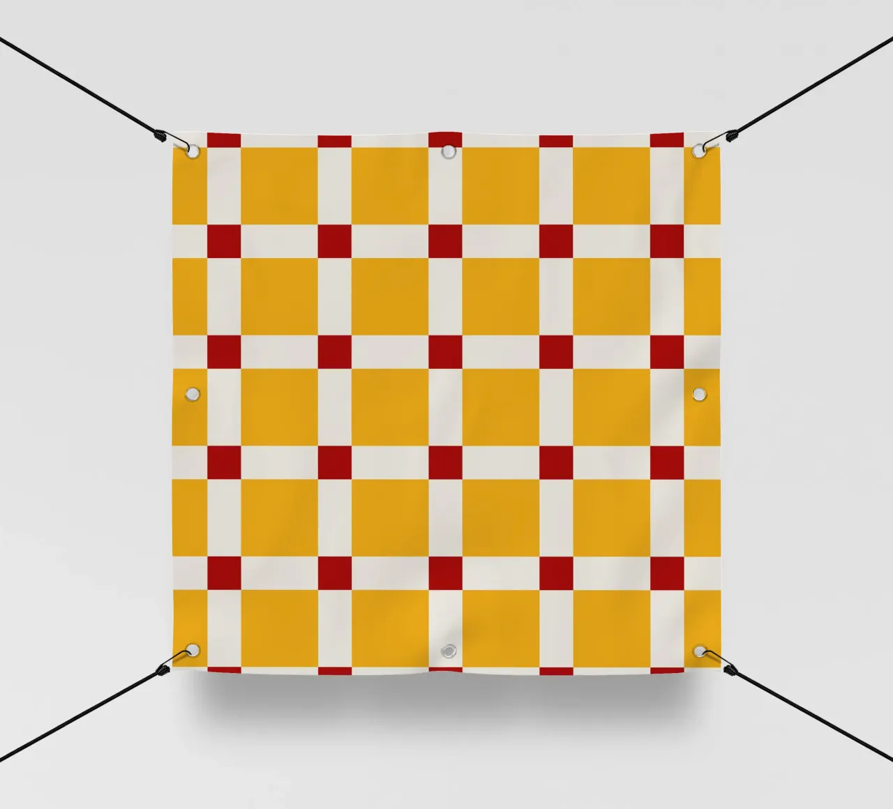 Mid Century Checks Yellow Red telo in pvc da TijanaArtStudio88