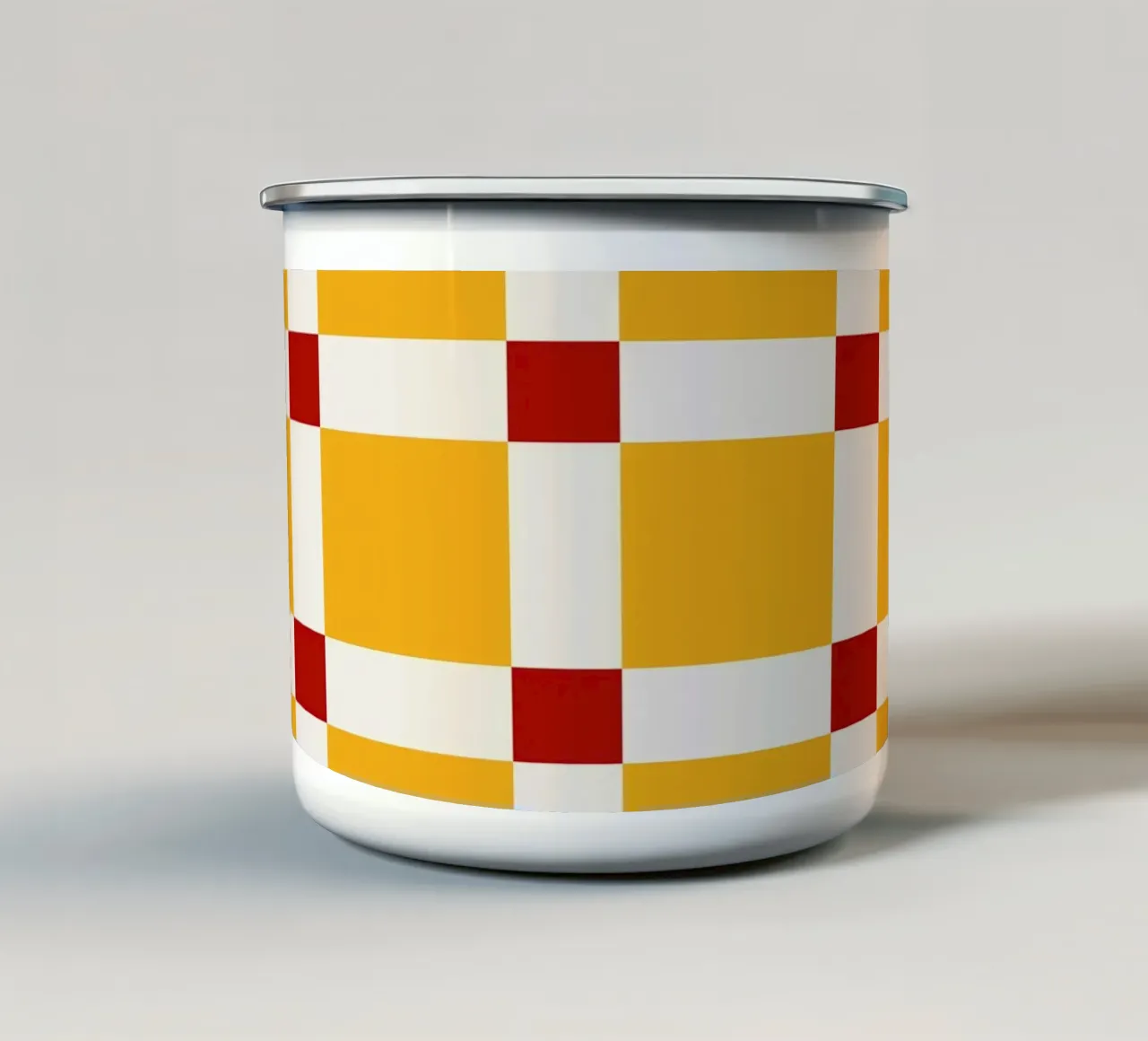 Mid Century Checks Yellow Red tazza in smalto da TijanaArtStudio88