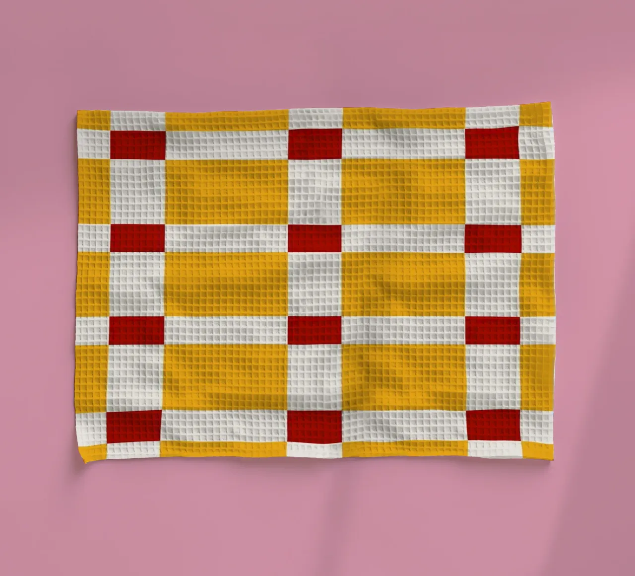 Mid Century Checks Yellow Red canovaccio da cucina da TijanaArtStudio88