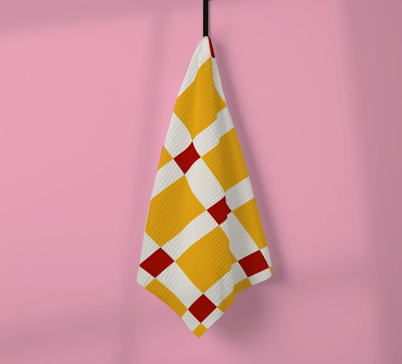 Mid Century Checks Yellow Red canovaccio da cucina da TijanaArtStudio88