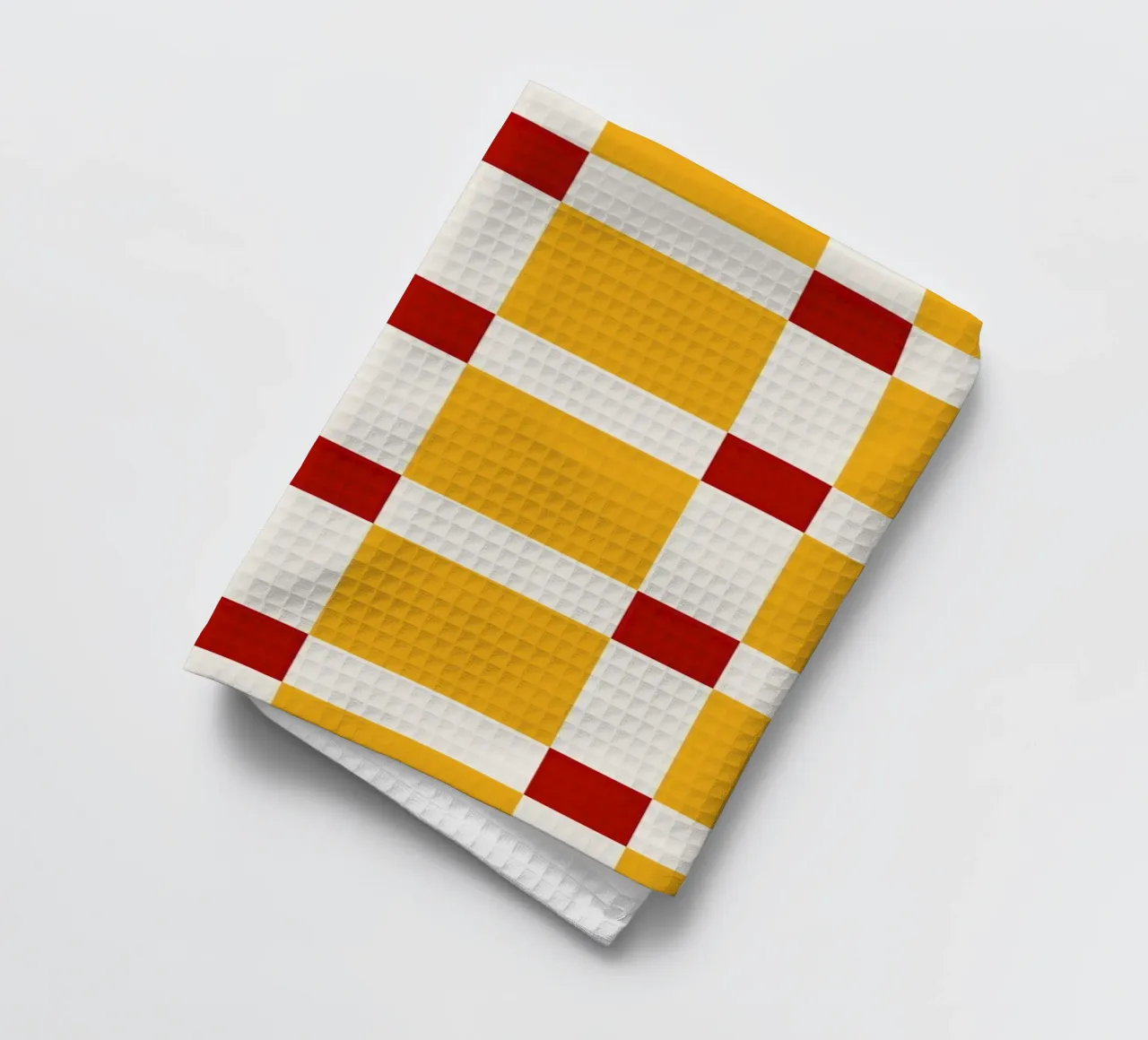 Mid Century Checks Yellow Red canovaccio da cucina da TijanaArtStudio88