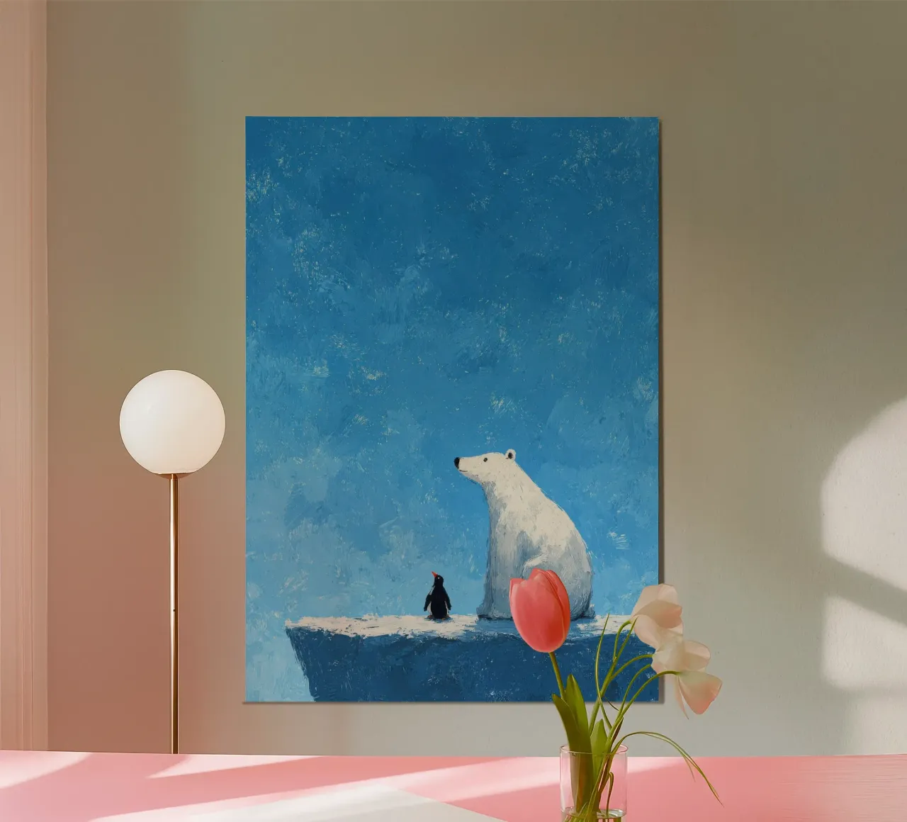Illustrazione di orso e pinguino sul ghiaccio carta hahnemühle da Atelier Ballon