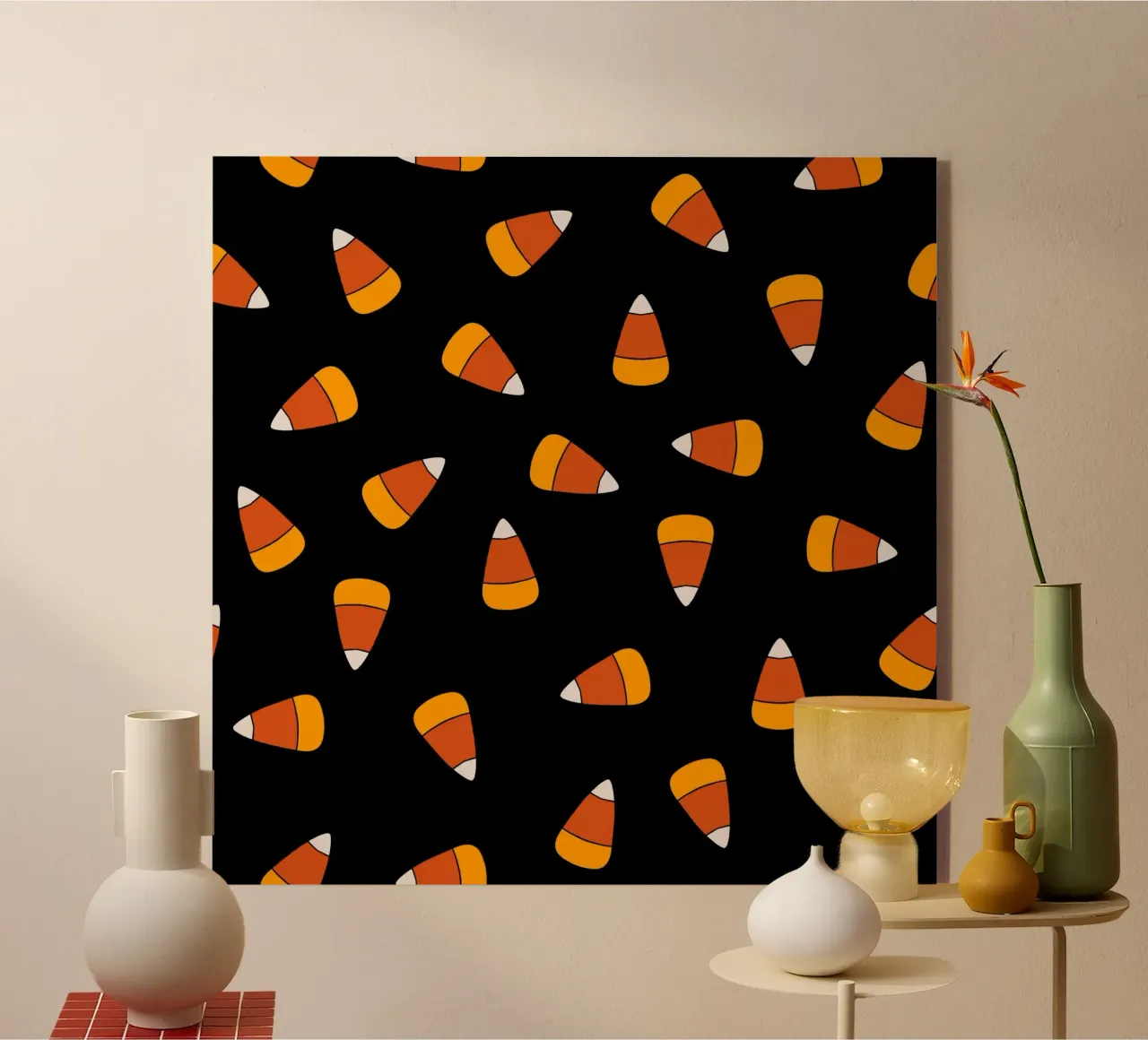 Candy corn pattern Halloween plexiglass da TijanaArtStudio88