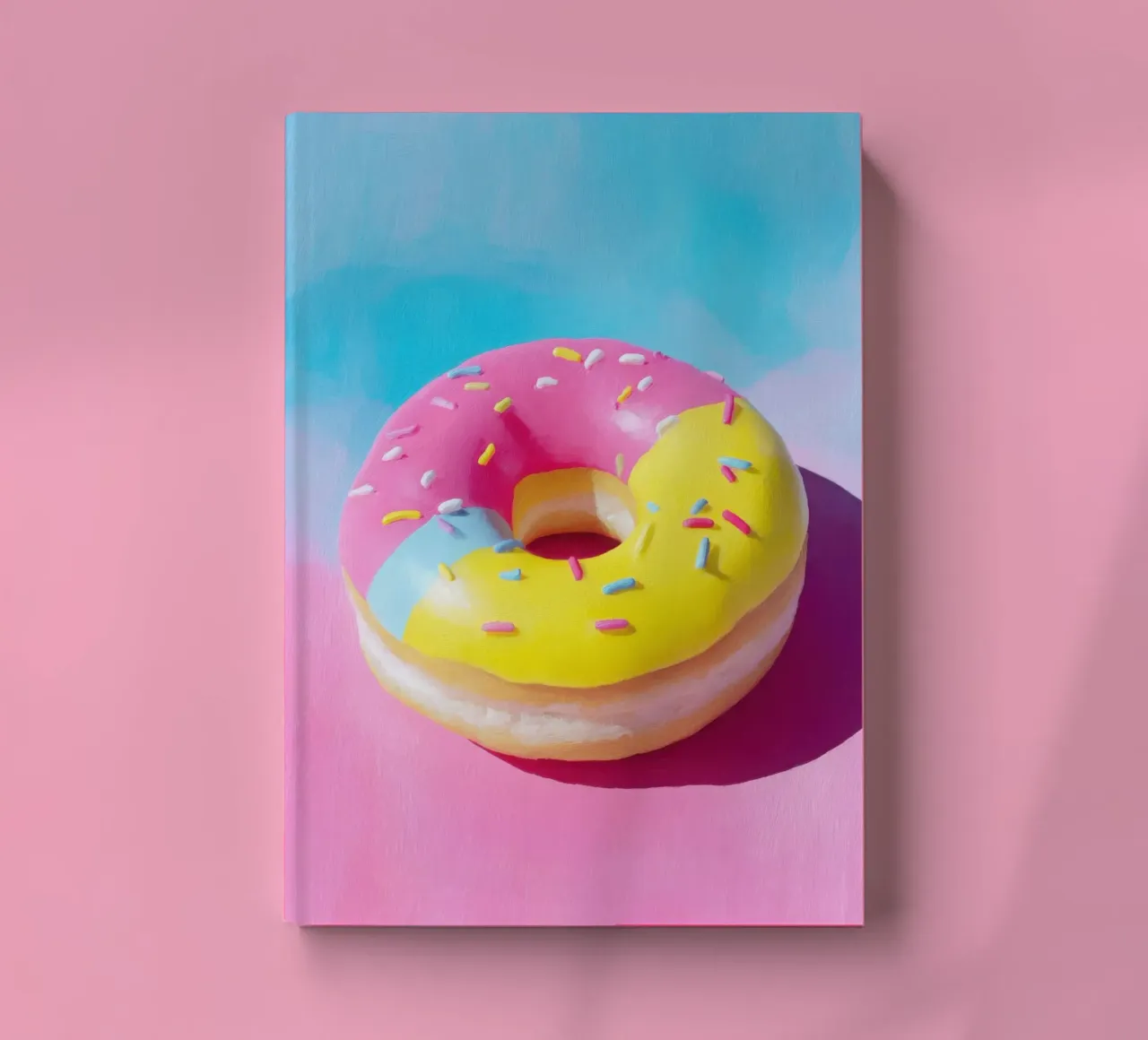 Kleurrijk donut digitaal kunstmotief notitieboek van Nikis Art Studio