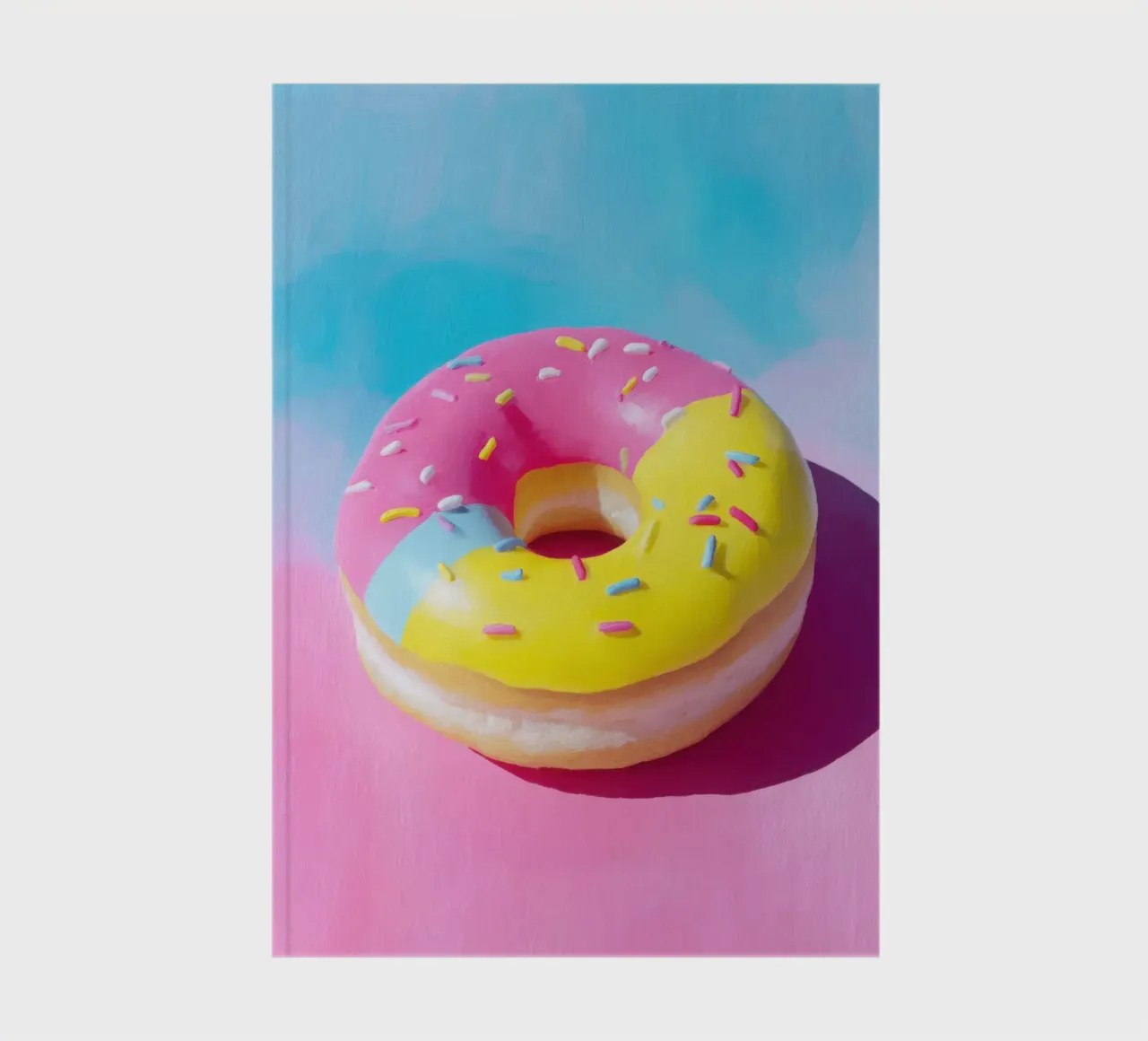 Kleurrijk donut digitaal kunstmotief notitieboek van Nikis Art Studio