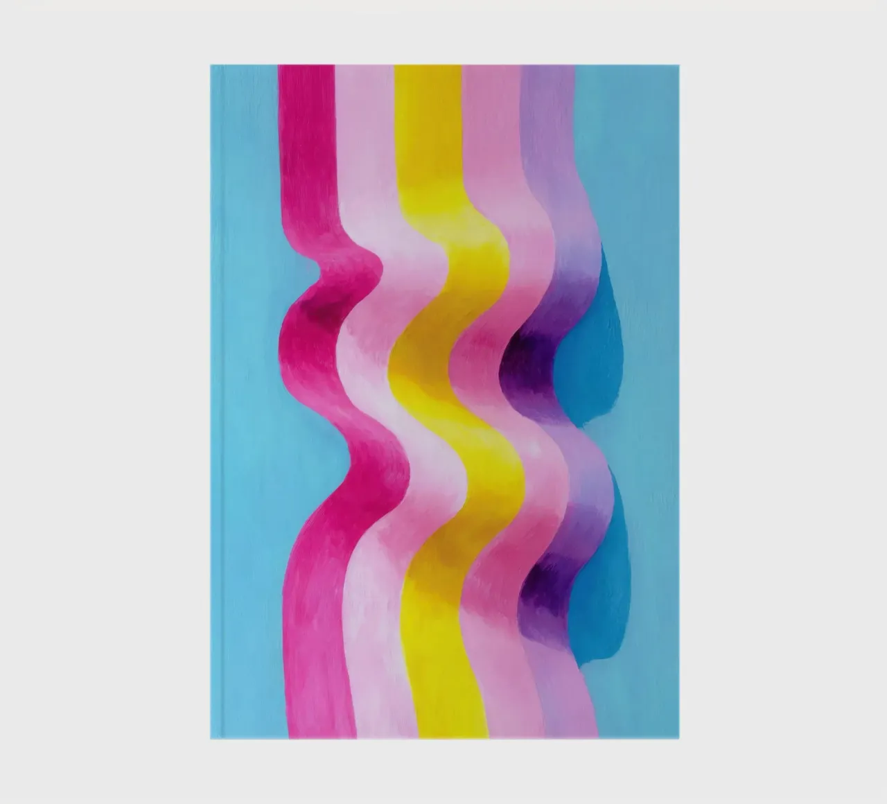 Art abstrait de la vague en rose, jaune & bleu carnet de notes de Nikis Art Studio