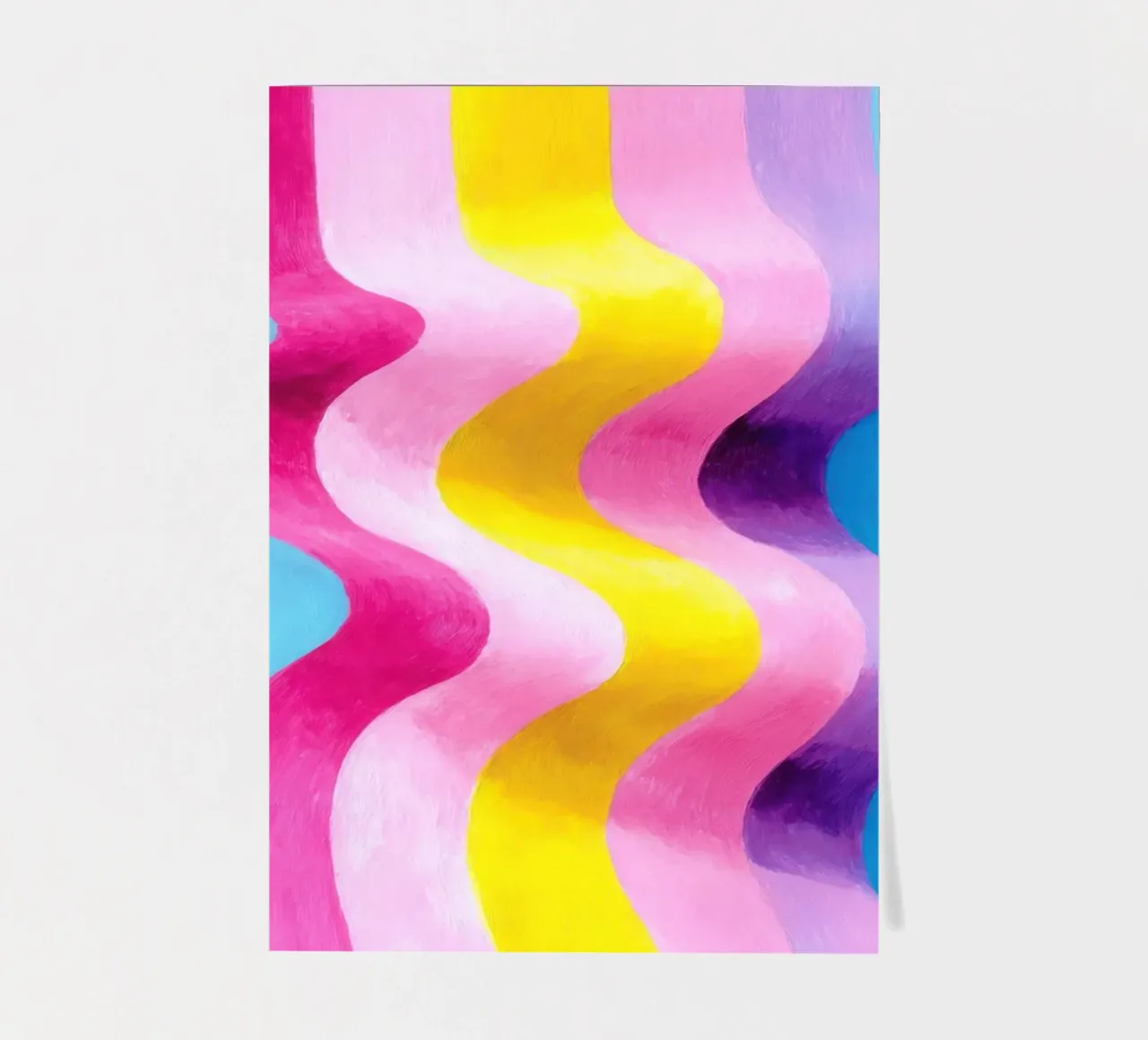 Art abstrait de la vague en rose, jaune & bleu planche autocollant de Nikis Art Studio