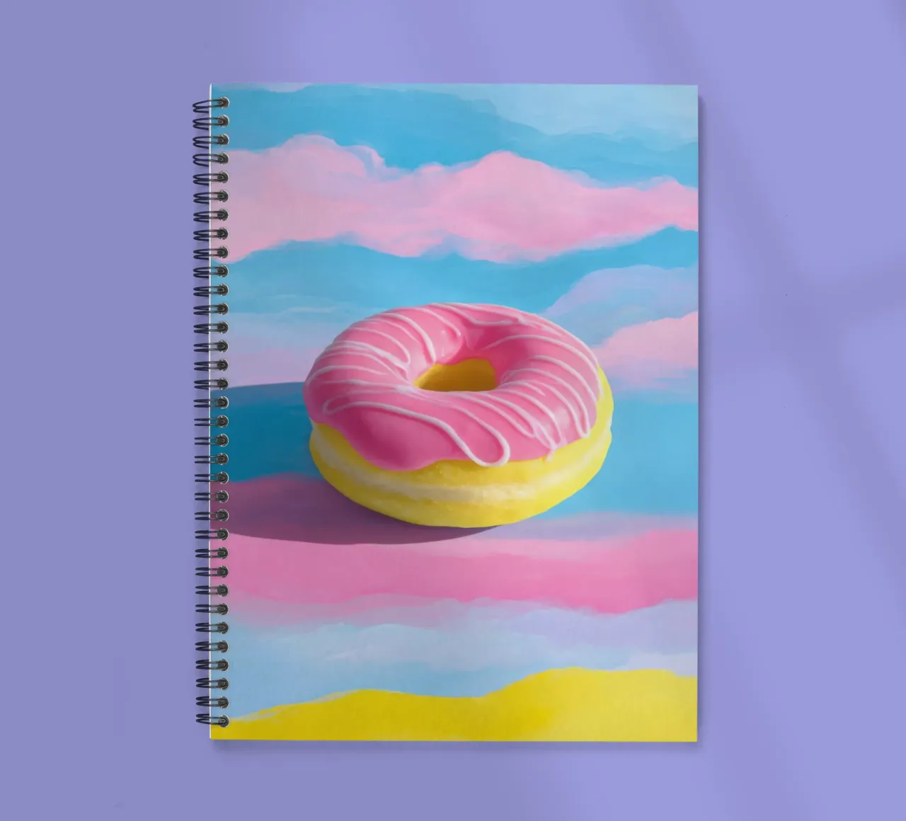 Ciambella galleggiante in rosa e giallo diario ad anelli da Nikis Art Studio