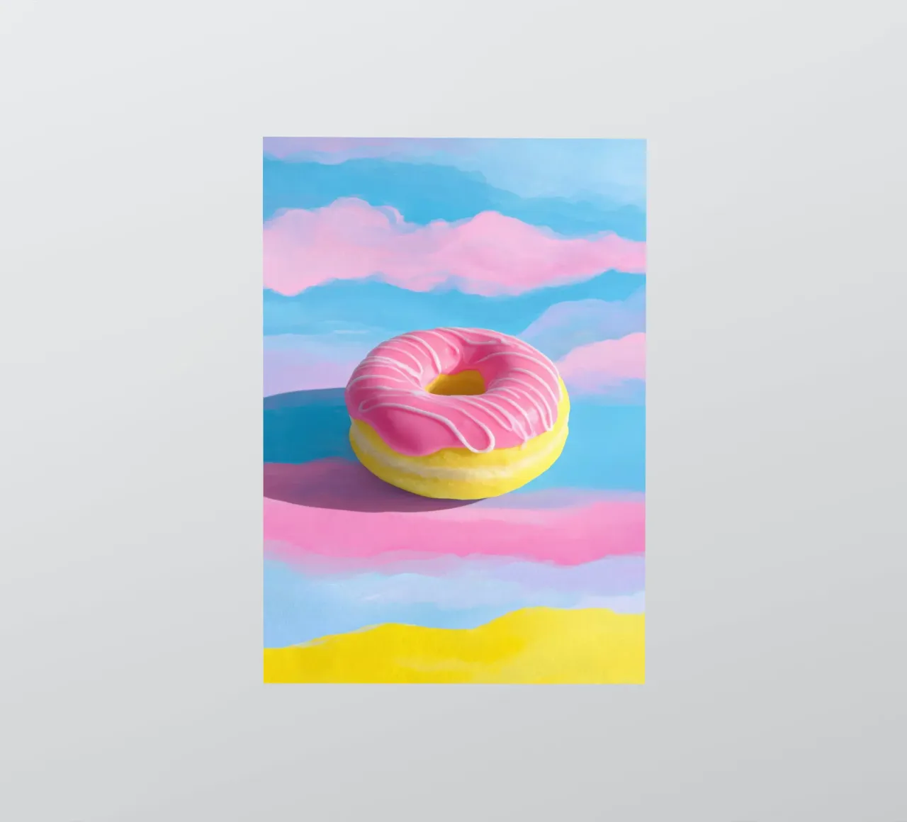 Donut flottant rose & jaune autocollant de Nikis Art Studio