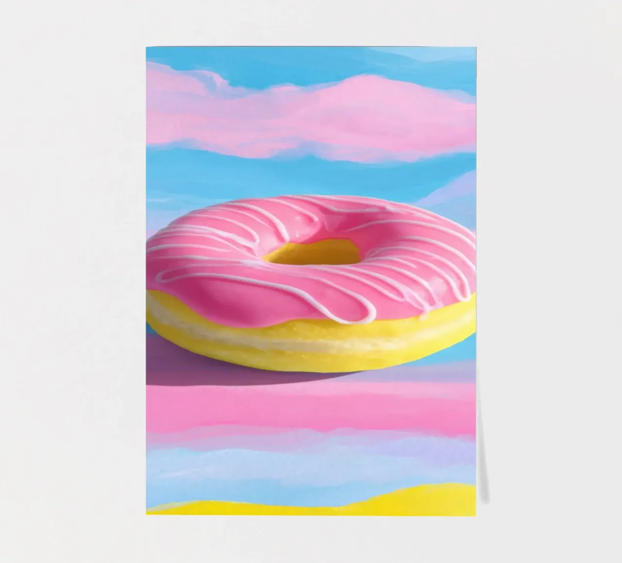 Donut flottant rose & jaune planche autocollant de Nikis Art Studio