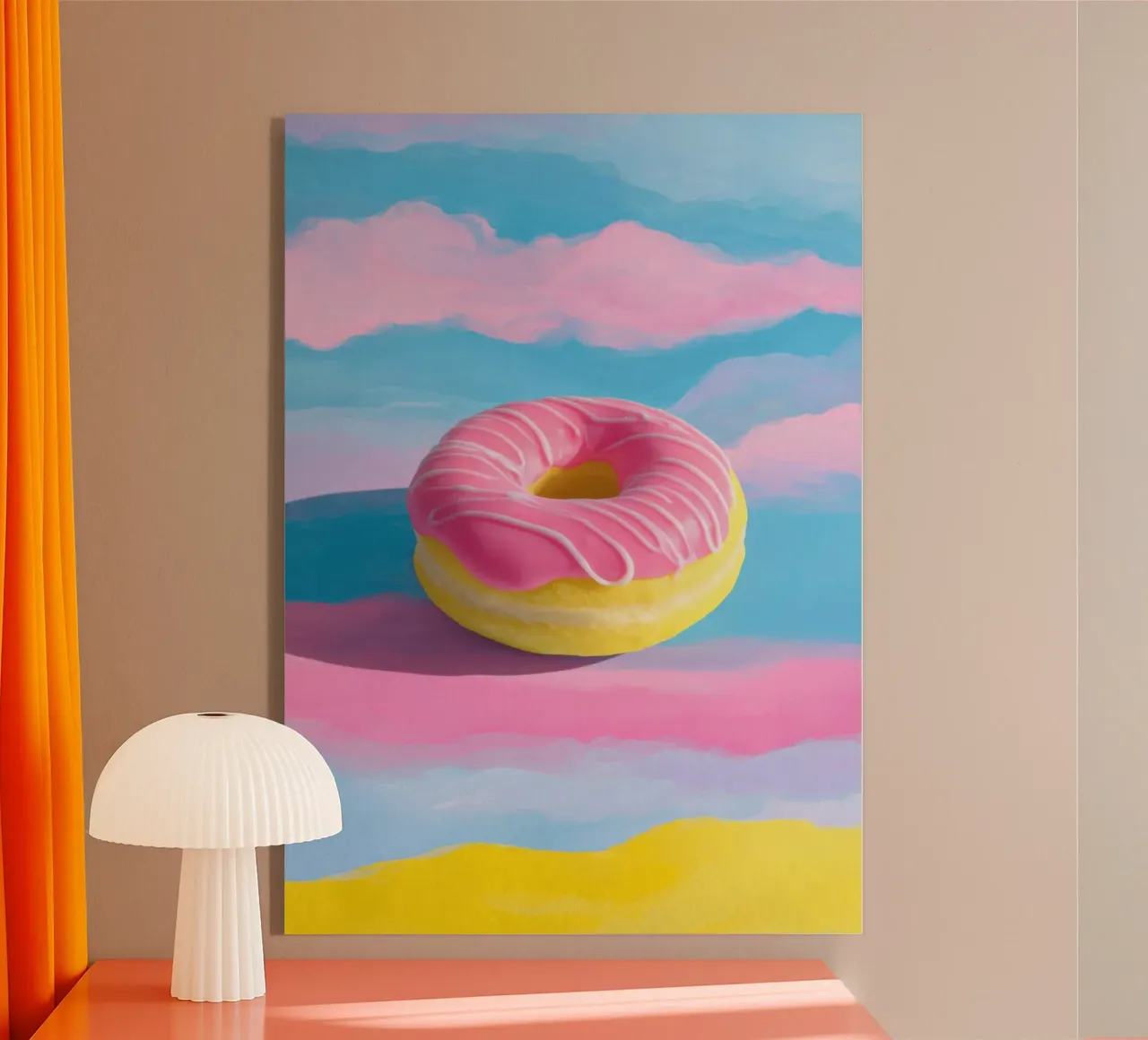 Ciambella galleggiante in rosa e giallo plexiglass da Nikis Art Studio