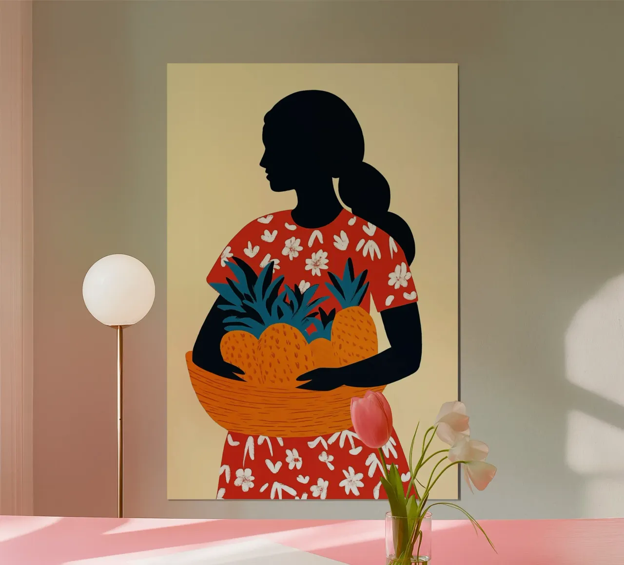 Donna esotica con ananas poster con telaio in plastica da Autofocus