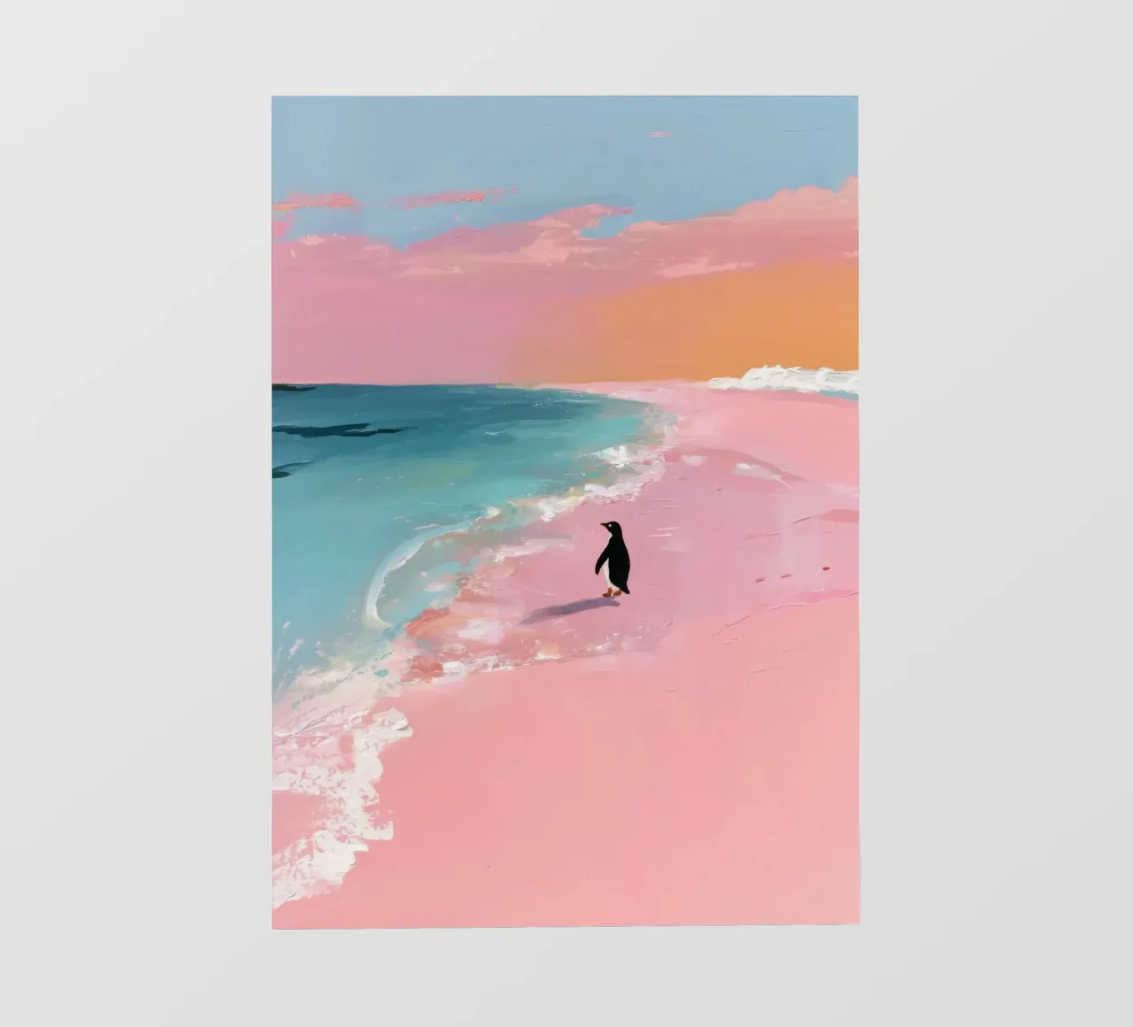Pinguino minimalista sulla spiaggia telo in pvc da Calm Shapes