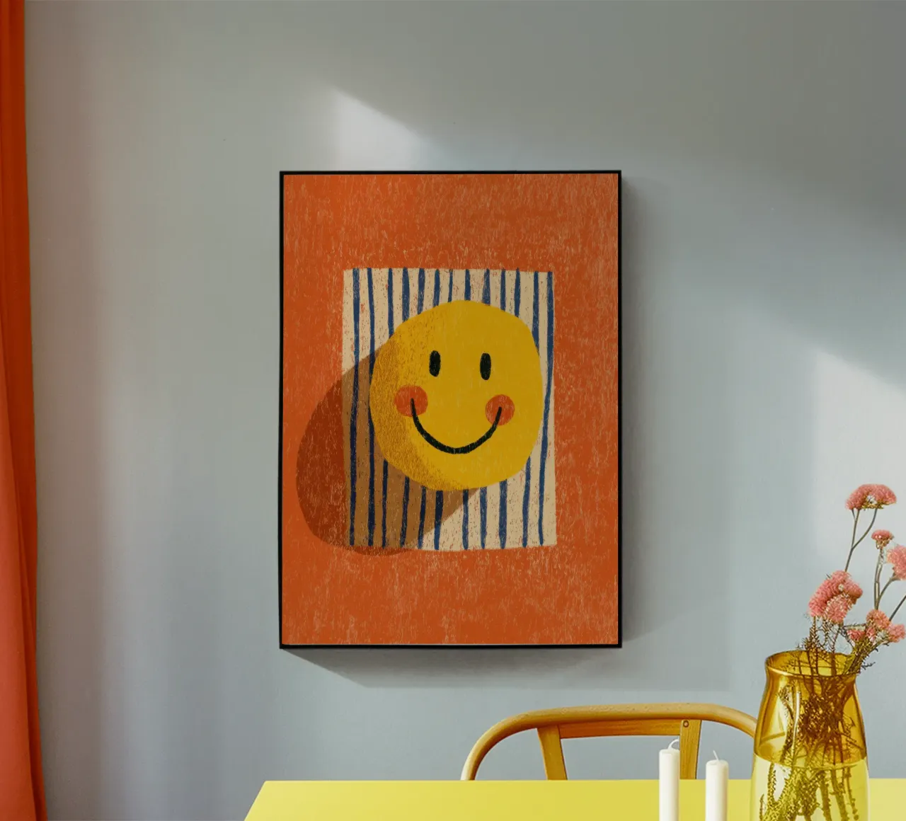 Happy emoji illustration acrylic glass by Nikis Art Studio