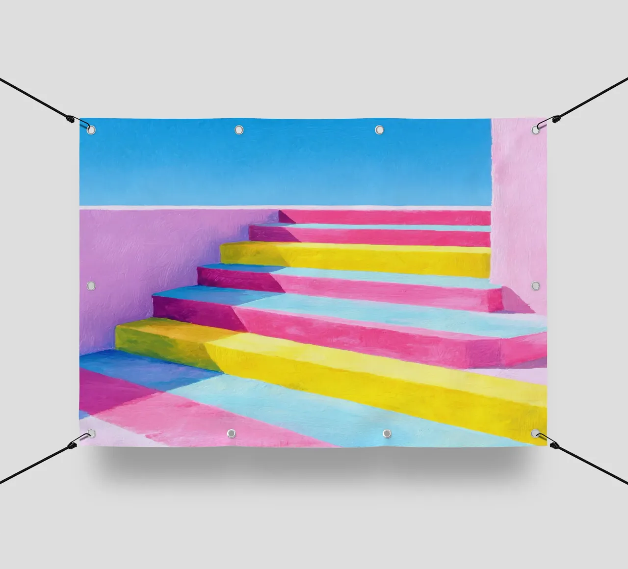 Illustrazione di una scala in colori pastello telo in pvc da Nikis Art Studio