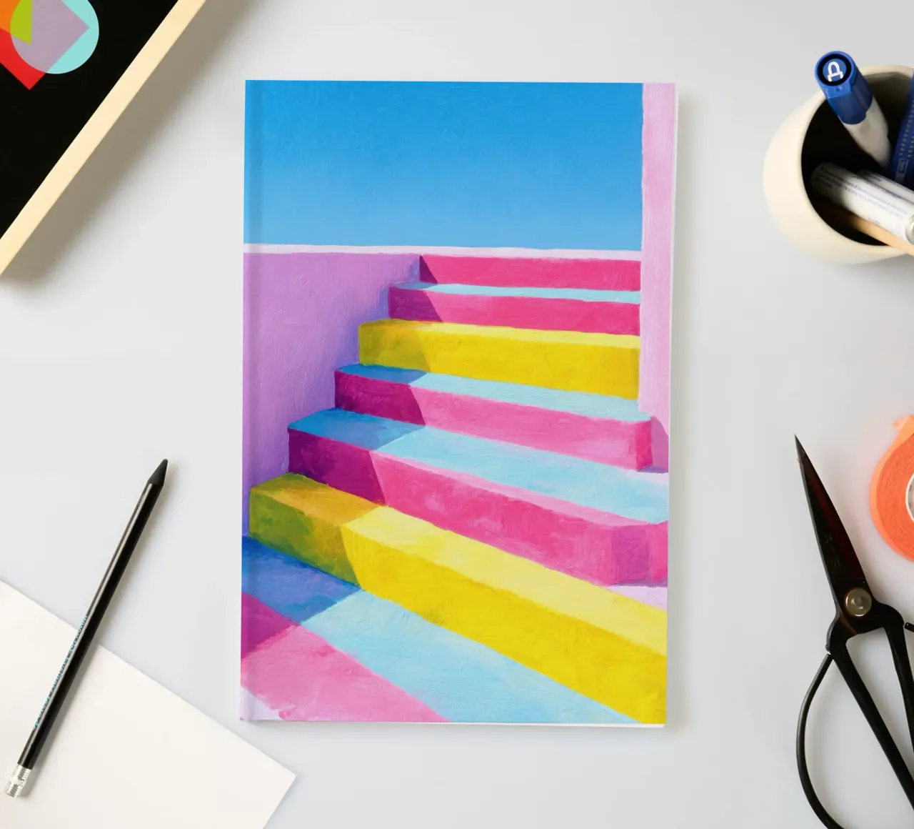Illustrazione di una scala in colori pastello diario da Nikis Art Studio