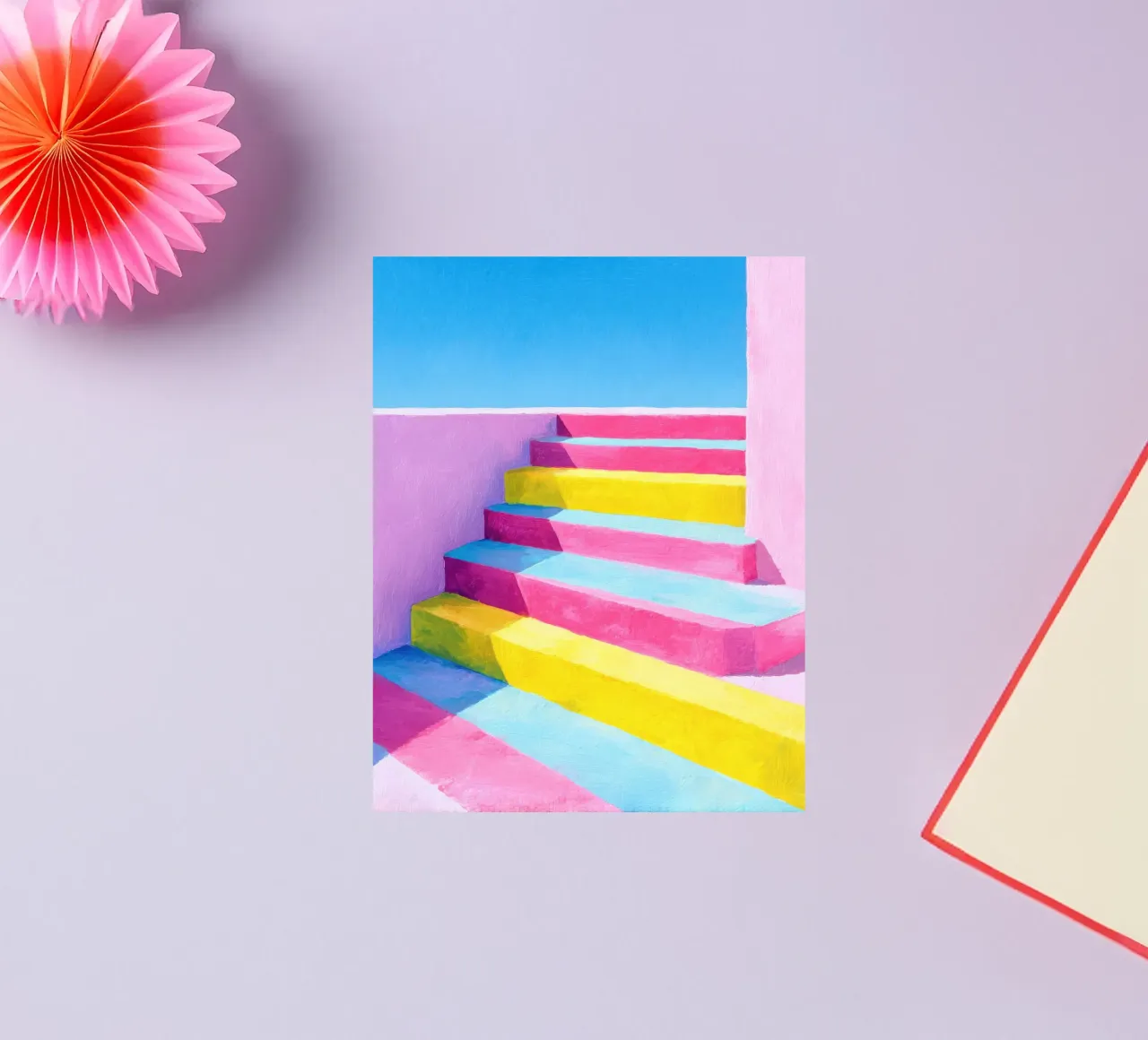 Illustrazione di una scala in colori pastello adesivo da Nikis Art Studio