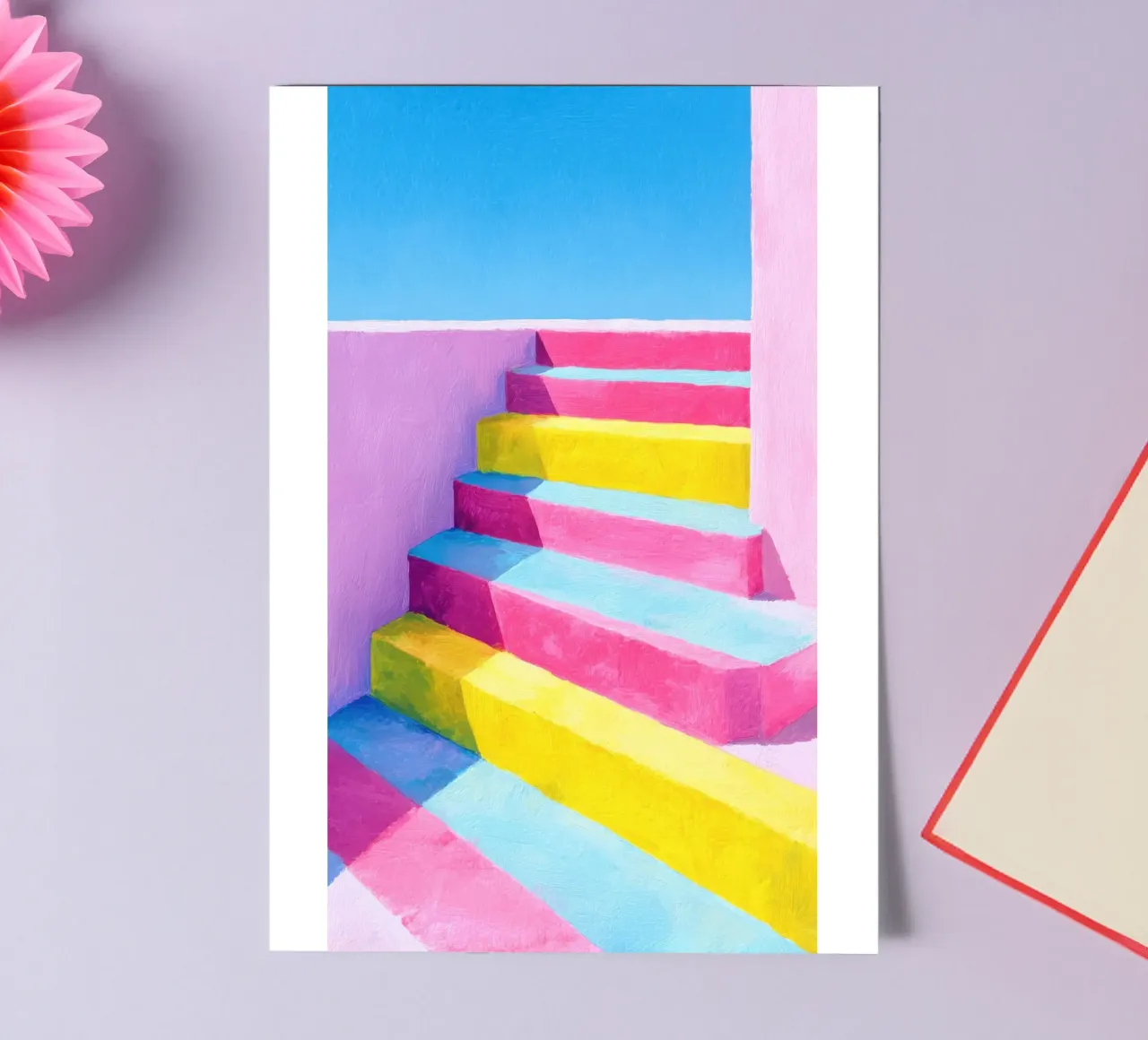 Illustrazione di una scala in colori pastello foglio adesivo da Nikis Art Studio