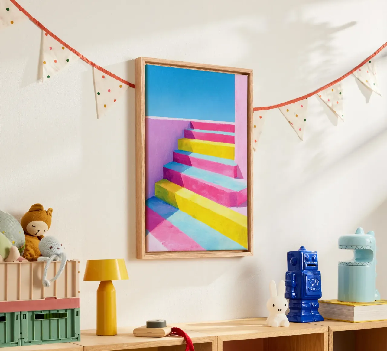 Illustrazione di una scala in colori pastello tela da Nikis Art Studio