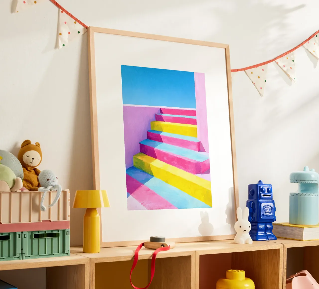 Illustrazione di una scala in colori pastello poster da Nikis Art Studio