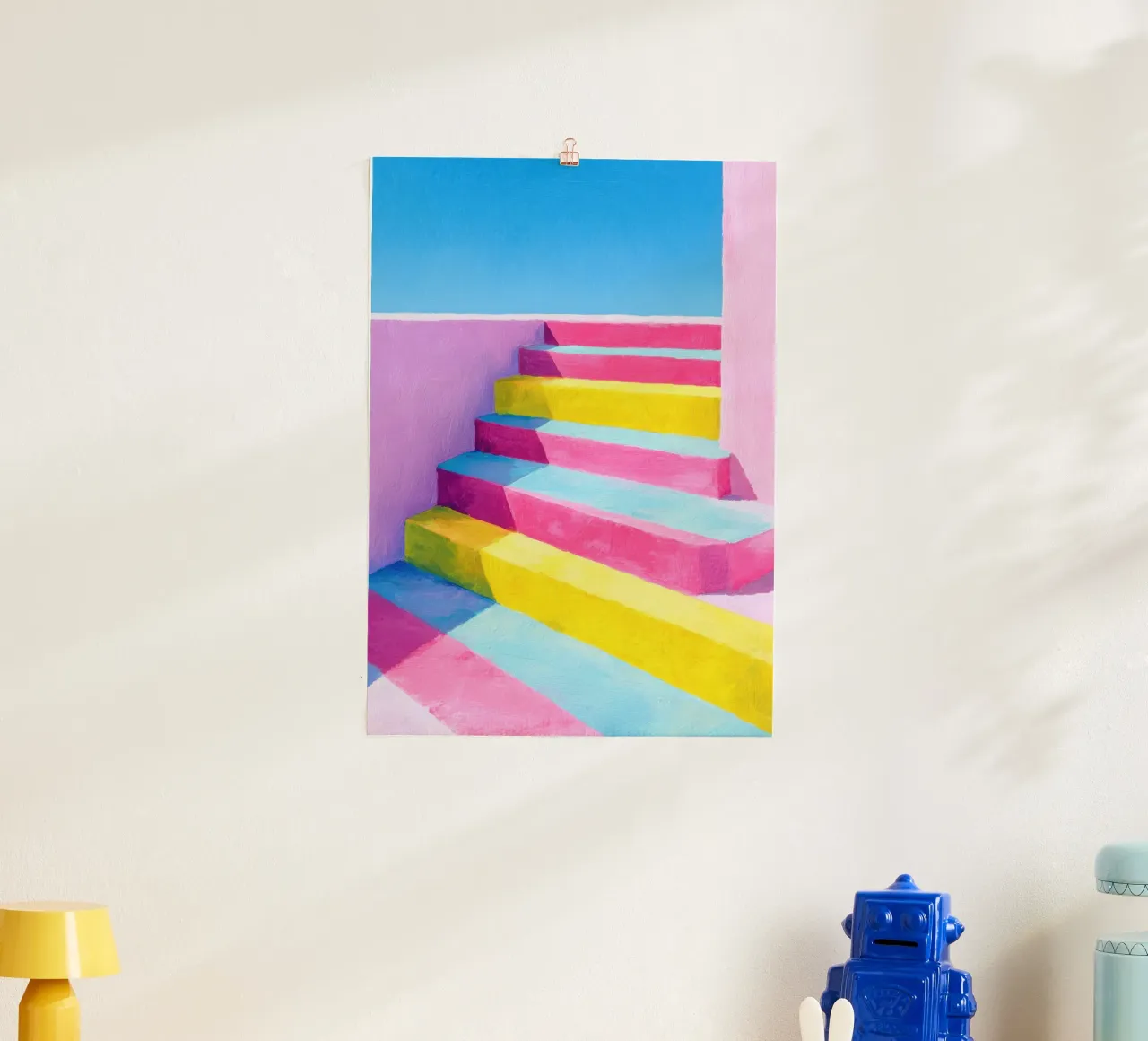 Illustrazione di una scala in colori pastello poster da Nikis Art Studio