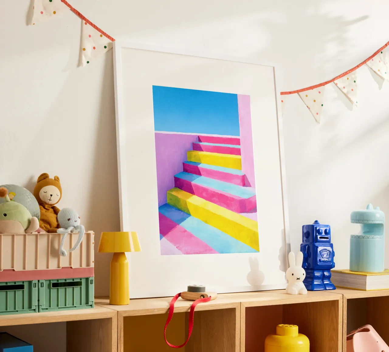 Illustrazione di una scala in colori pastello poster da Nikis Art Studio