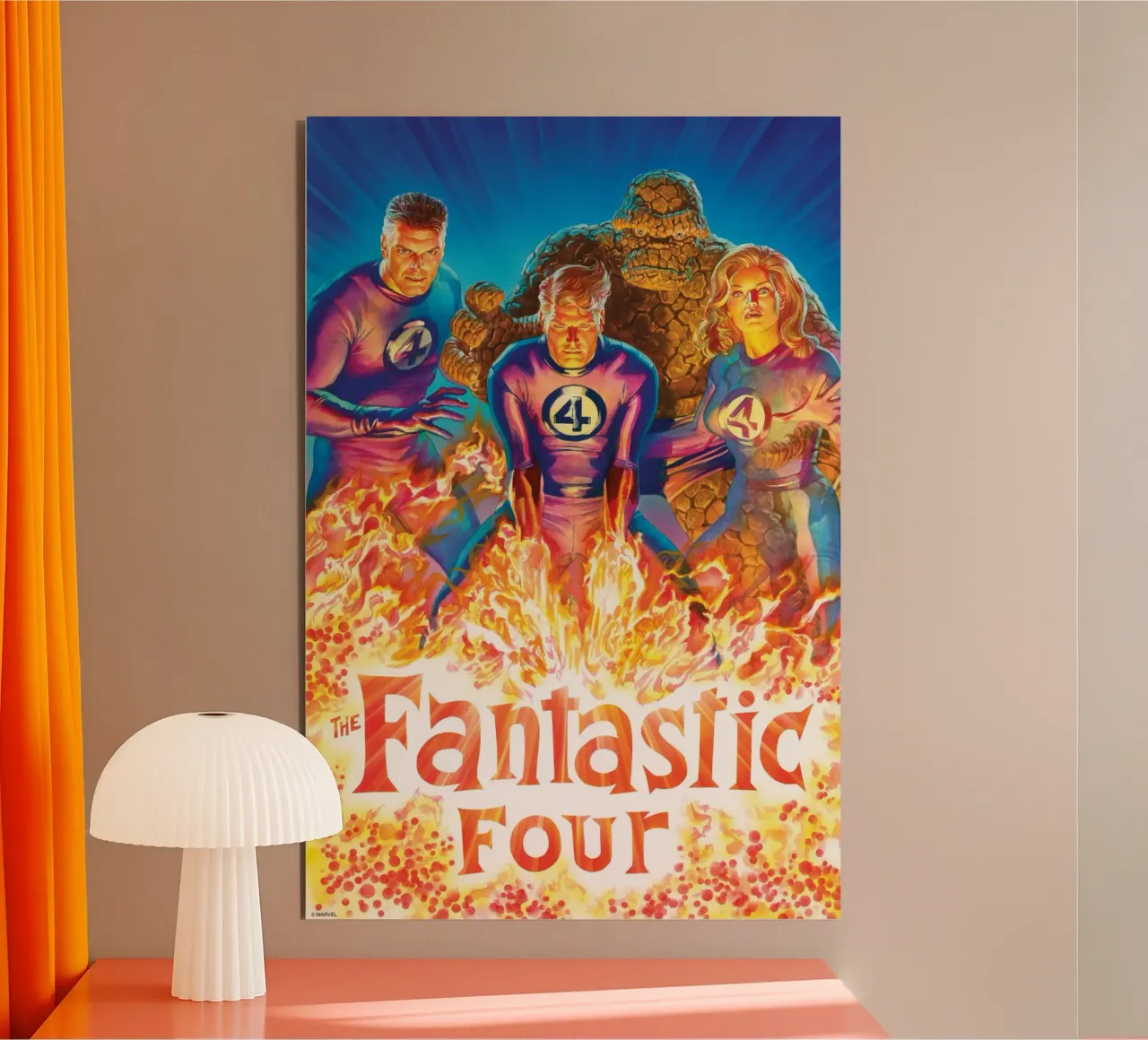 Fantastic 4 Retro – Power Unleashed alluminio dibond da FANTASTIC 4 by JUNIQE