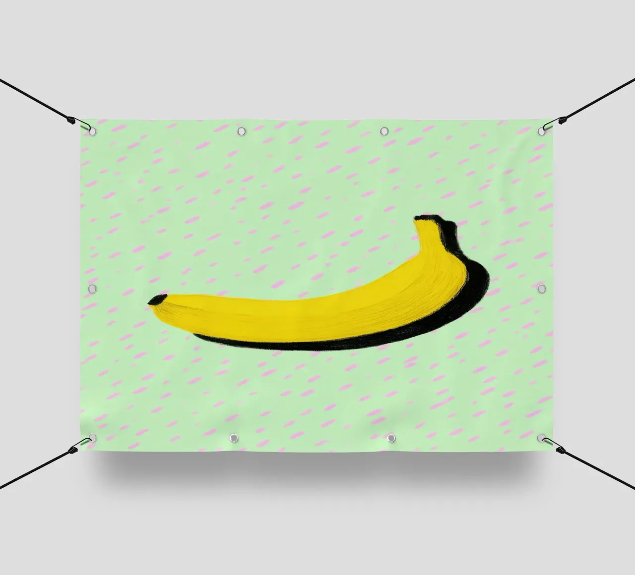Illustrazione minimalista di una banana telo in pvc da Nikis Art Studio