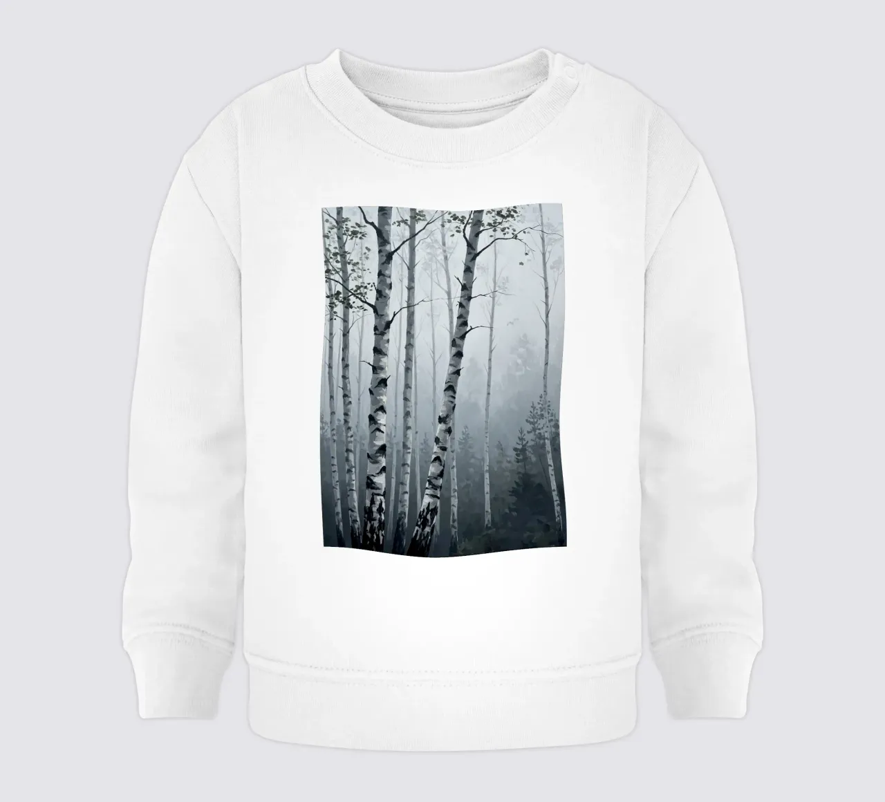 Mattina nebbiosa Boschetto di betulle felpa neonato da Artistic-shop