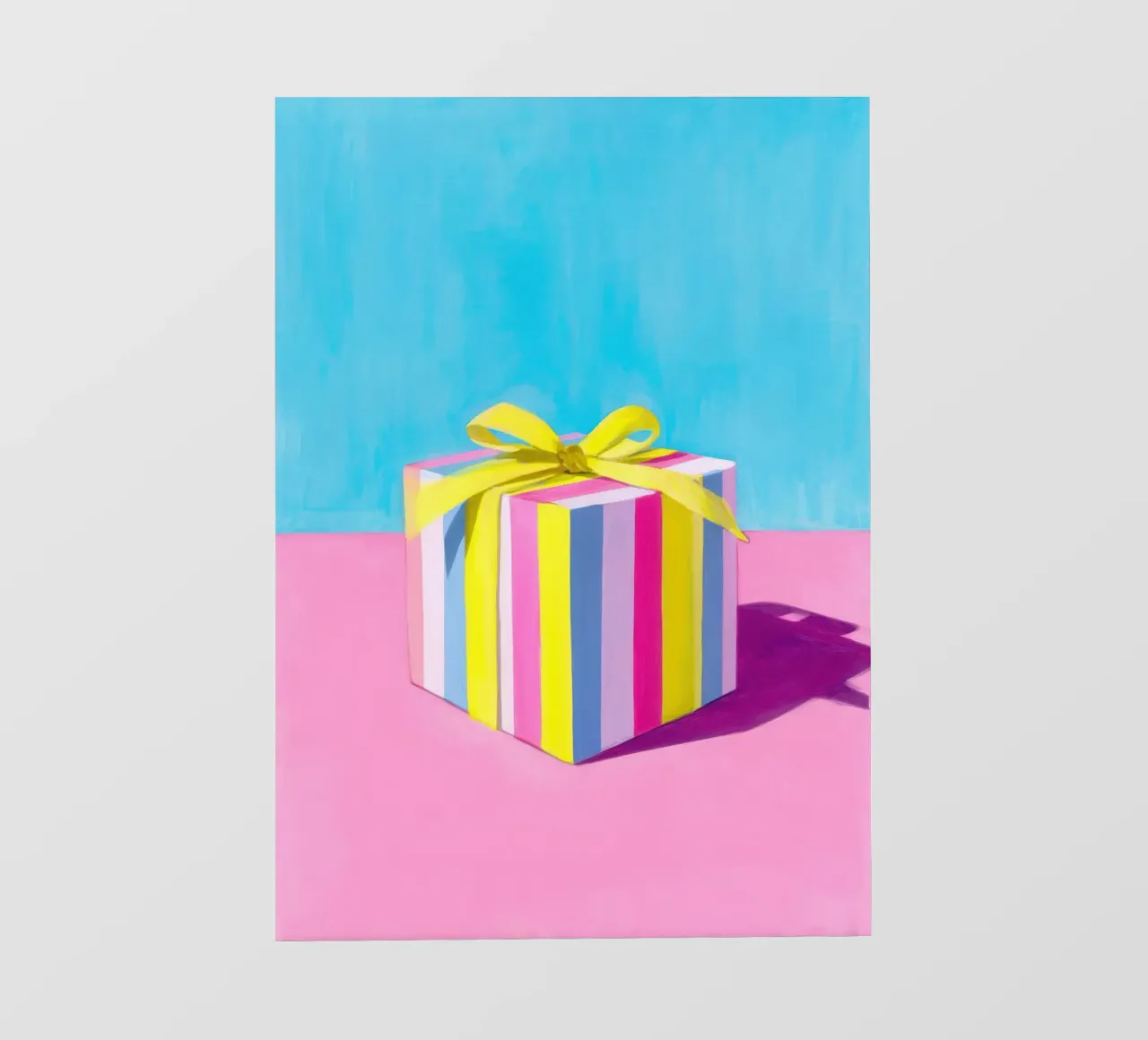 Illustrazione minimalista di una confezione regalo con dopamina pellicola backlit da Nikis Art Studio