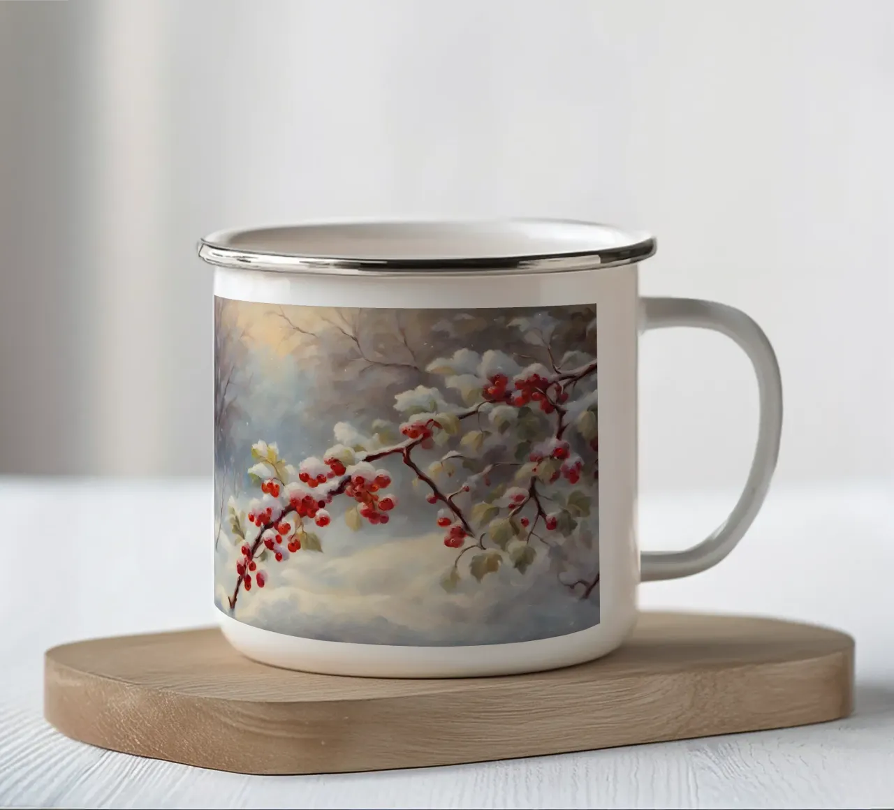 Stampa d'arte sulle bacche d'inverno tazza in smalto da Cozy Vibes